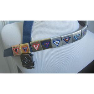 CLUB SCOUT NAVY WEBBED SCOUT BELT 30" WITH  ALL 12 SKILL AWARDS - BSA